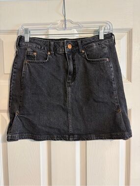 Anthropologie Pilcro Side-Pleat Denim Mini Skirt Black Size 4